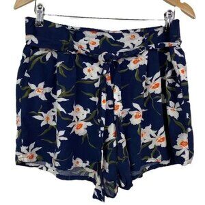 OLD NAVY WOMEN'S NAVY BLUE FLORAL HIGH‎ RISE SHORTS SIZE MEDIUM